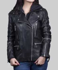 Women's Freya Black Biker Leather Jacket