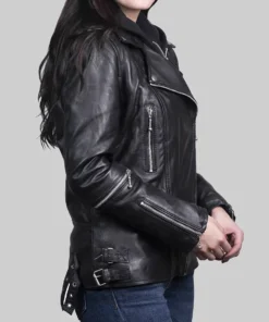 Women's Black Freya Biker Leather Jacket