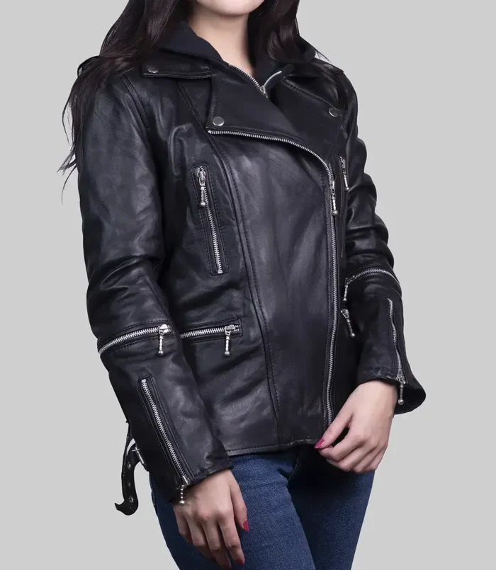 Women's Black Freya Biker Leather Jacket