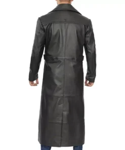 Men's Black Full Length Leather Coat Duster Coat