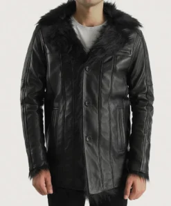 Men's Furcliff Black Leather Coat