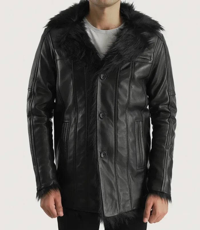 Men's Furcliff Black Leather Coat