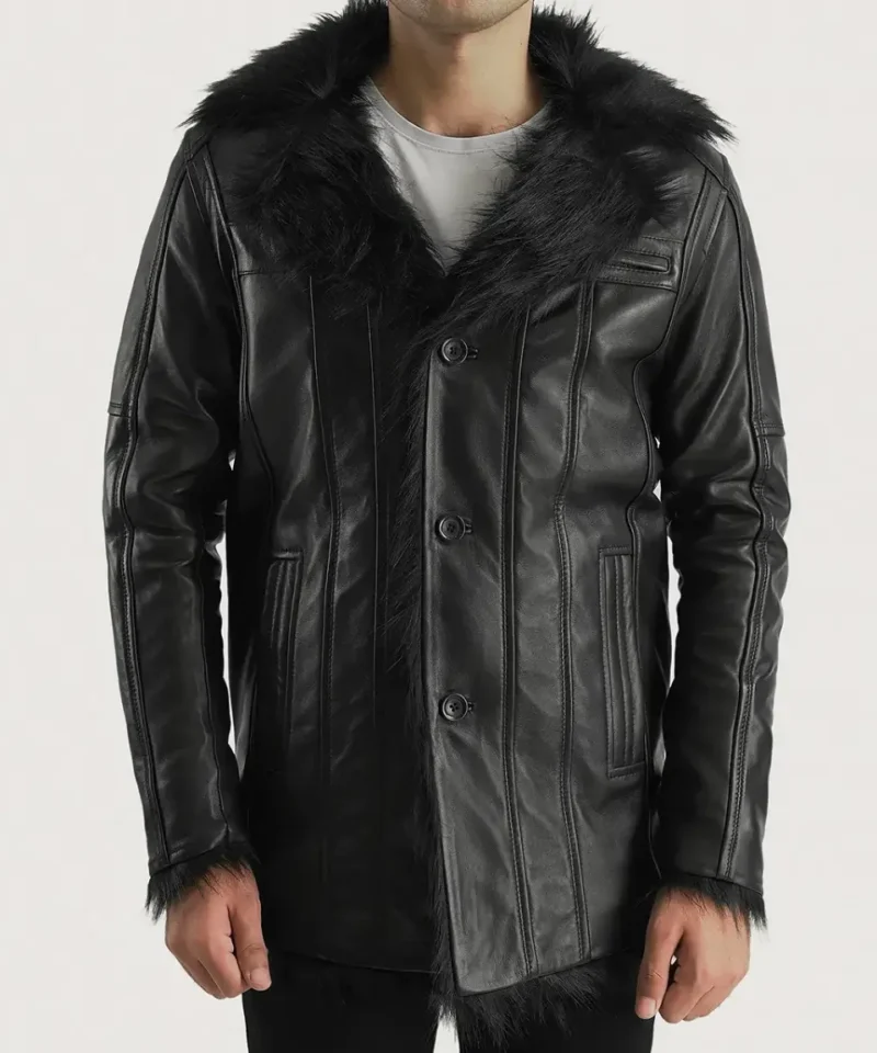 Men's Furcliff Black Leather Coat