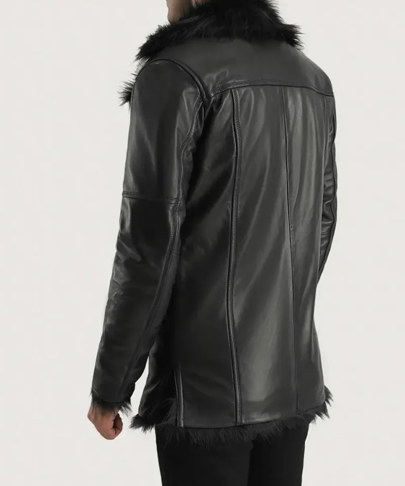 Men's Black Furcliff Leather Coat