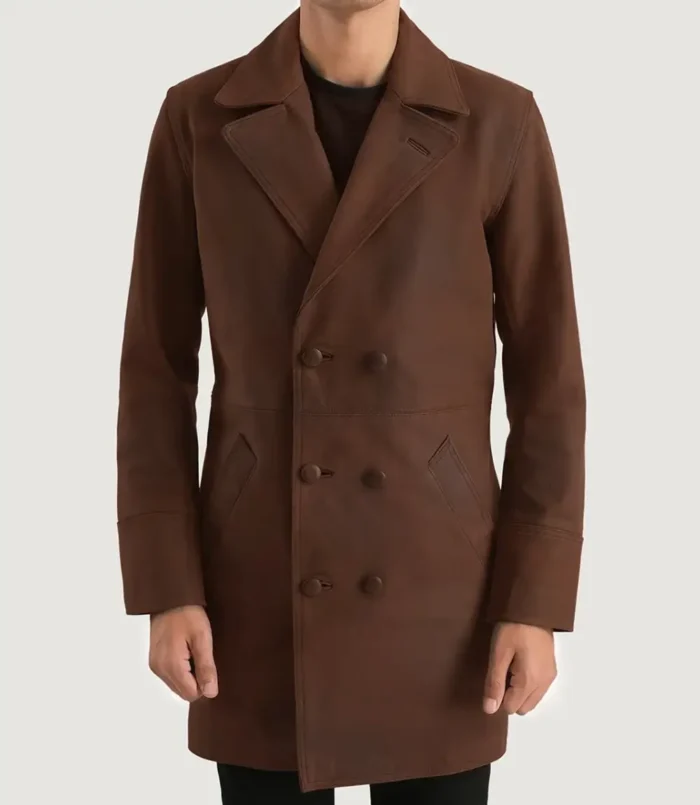 Men's Half Life Brown Leather Coat