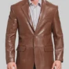 Men’s Henry Classic Brown Leather Blazer