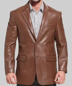 Men’s Henry Classic Brown Leather Blazer