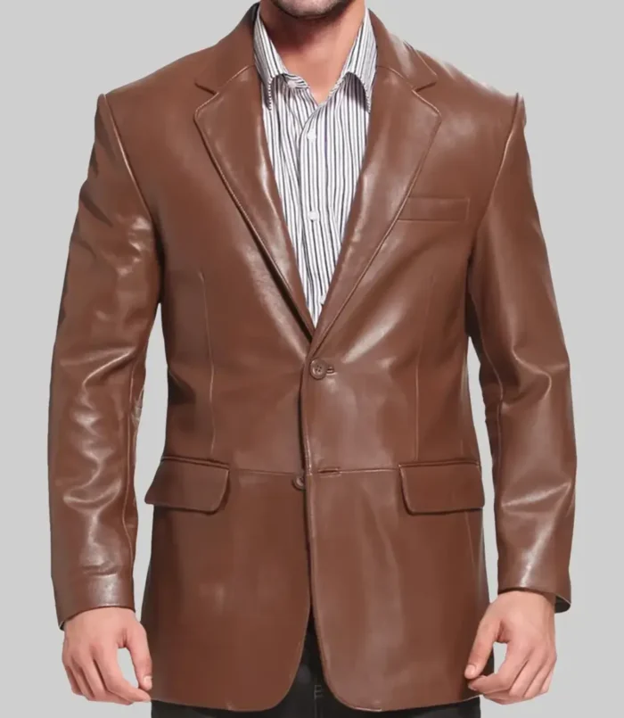 Men’s Henry Classic Brown Leather Blazer