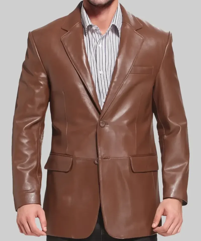 Men’s Henry Classic Brown Leather Blazer