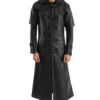 Men's Hooded Leather Black Trench Coat