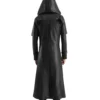 Men's Black Hooded Leather Trench Coat