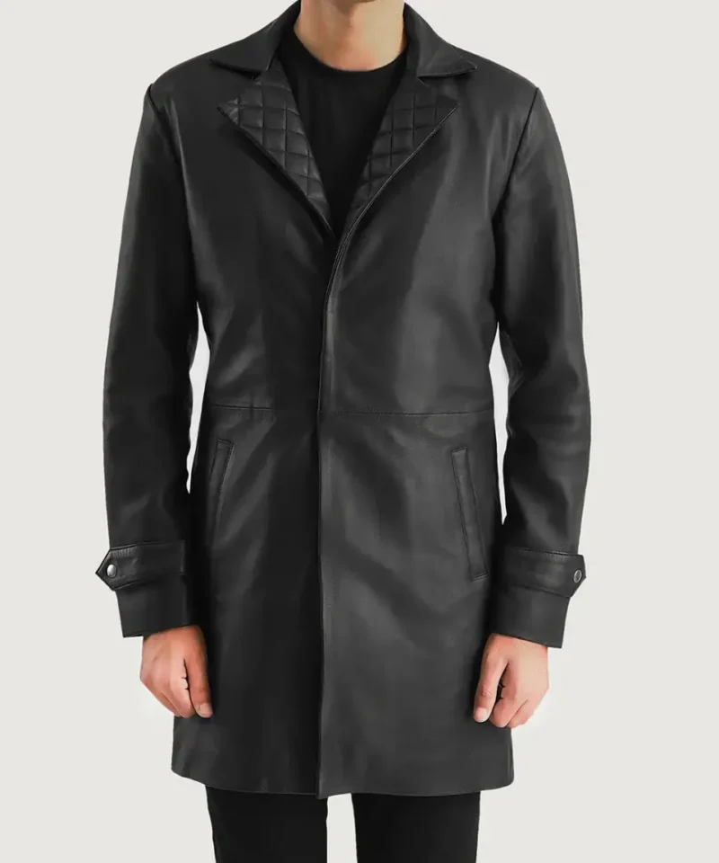 Men's Infinity Black Leather Coat