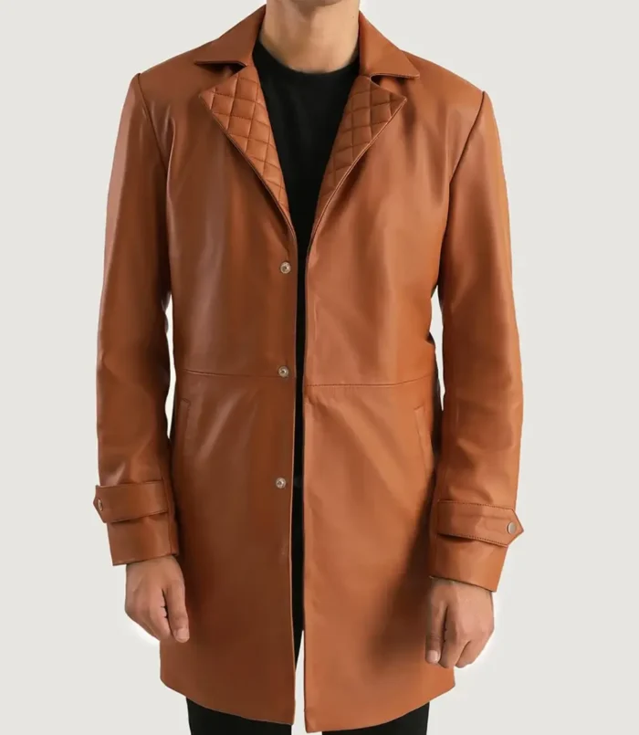 Men's Infinity Tan Brown Leather Coat