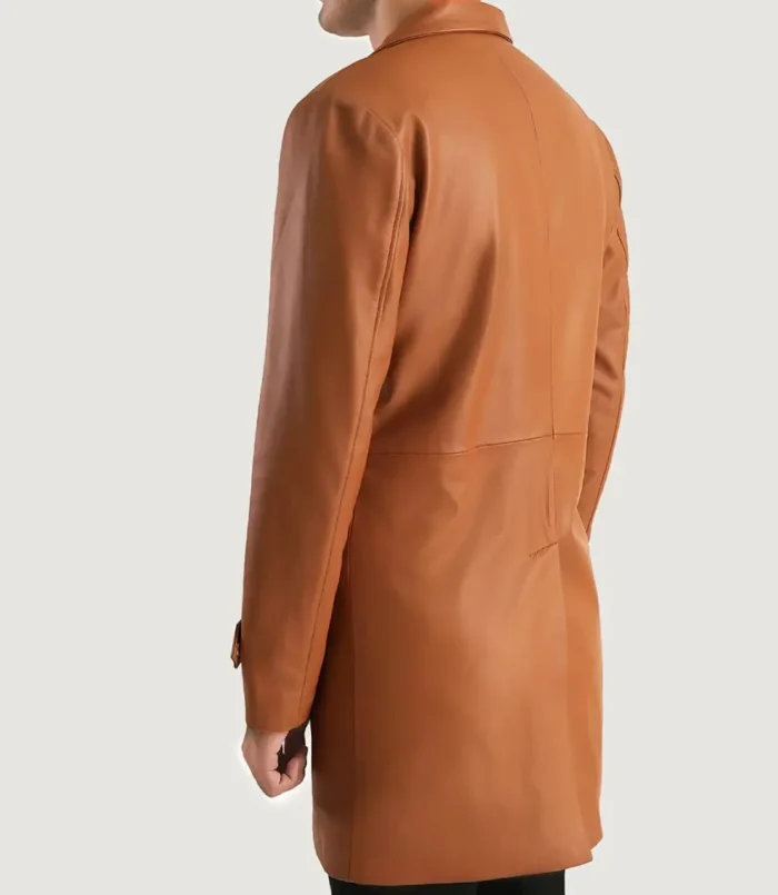 Men's Tan Brown Infinity  Leather Coat