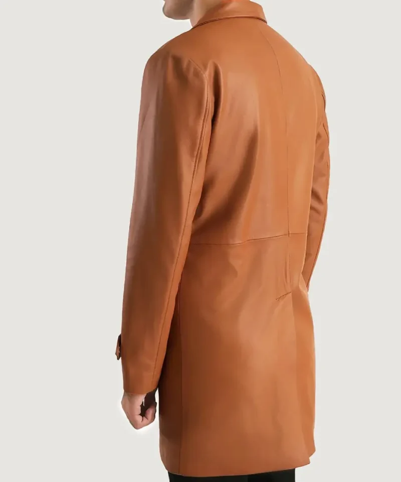 Men's Tan Brown Infinity  Leather Coat