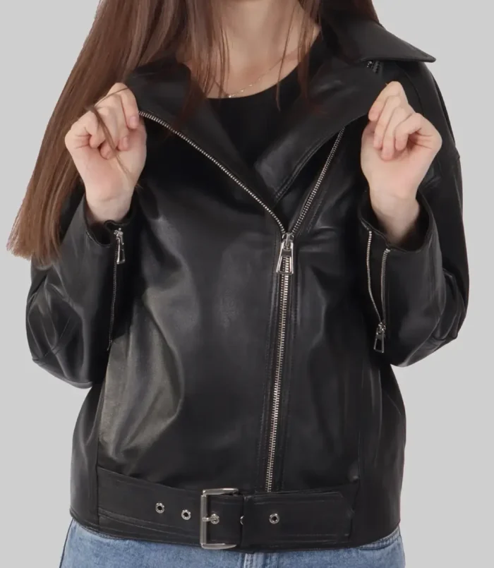 Women's Jane Black Biker Leather Jacket
