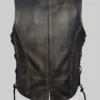 Women’s Jean Studded Distressed Brown Leather Vest