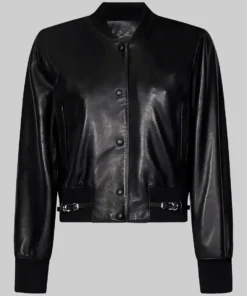 Women’s Jenna Black Leather Varsity Jacket
