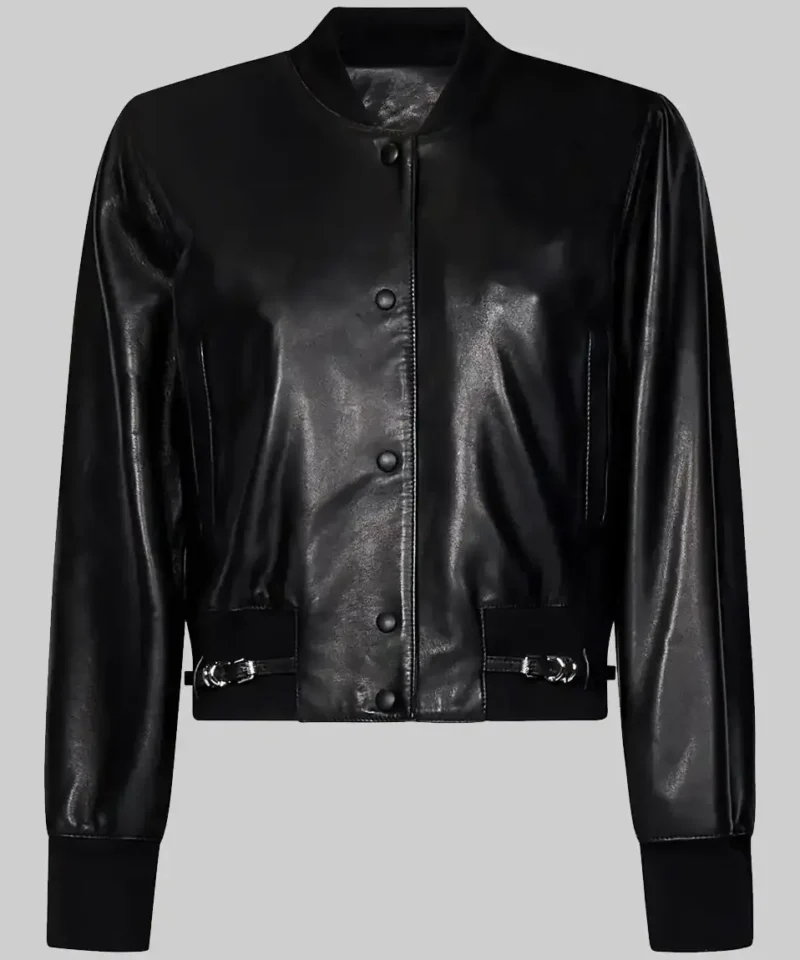 Women’s Jenna Black Leather Varsity Jacket