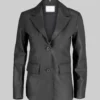 Women’s Jenna Black Two Button Leather Blazer Jacket