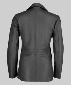 Women’s Black Jenna Two Button Leather Blazer Jacket Material: Real Leather
