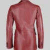 Women’s Maroon Jenna Two Button Leather Blazer Jacket