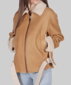 Women's Jenna Tan B-3 Bomber Leather Jacket