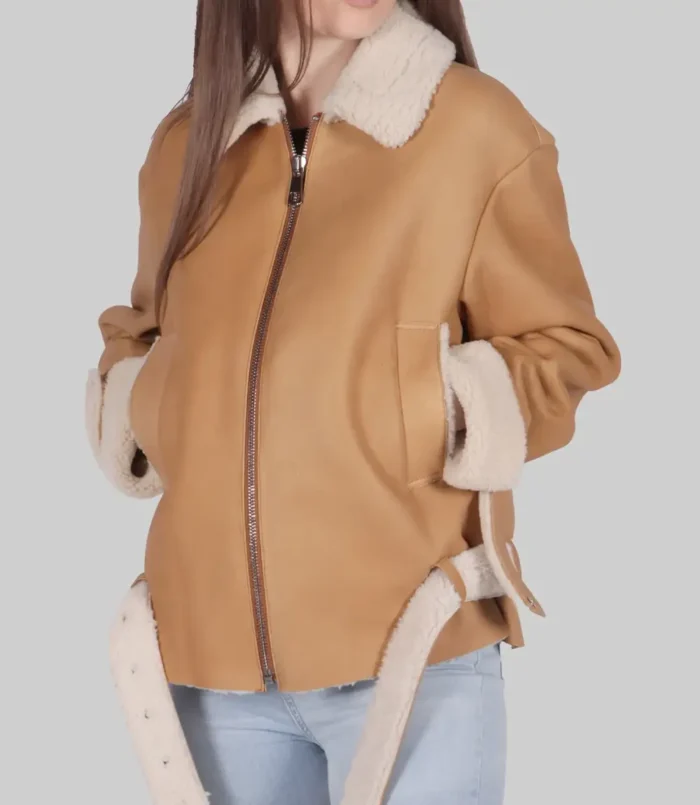 Women's Jenna Tan B-3 Bomber Leather Jacket