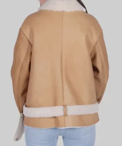 Women's Tan Jenna B-3 Bomber Leather Jacket