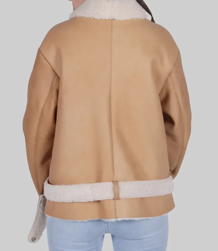 Women's Tan Jenna B-3 Bomber Leather Jacket