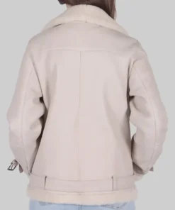 Women's White Jenna B-3 Bomber Leather Jacket