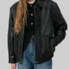 Women’s Juniper Black A-2 Bomber Leather Jacket