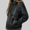 Women’s Black Juniper A-2 Bomber Leather Jacket