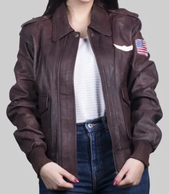 Women's Kim Brown G-1 Flight Leather Jacket