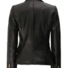 Women's Black Kim Double Breasted Leather Blazer