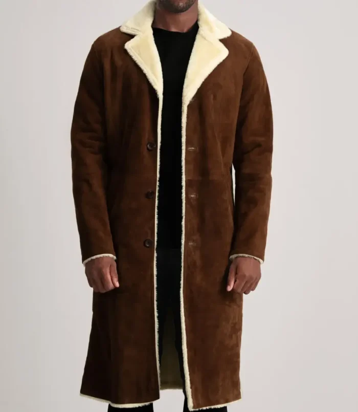 Men's Kolby Brown Suede Shearling Coat