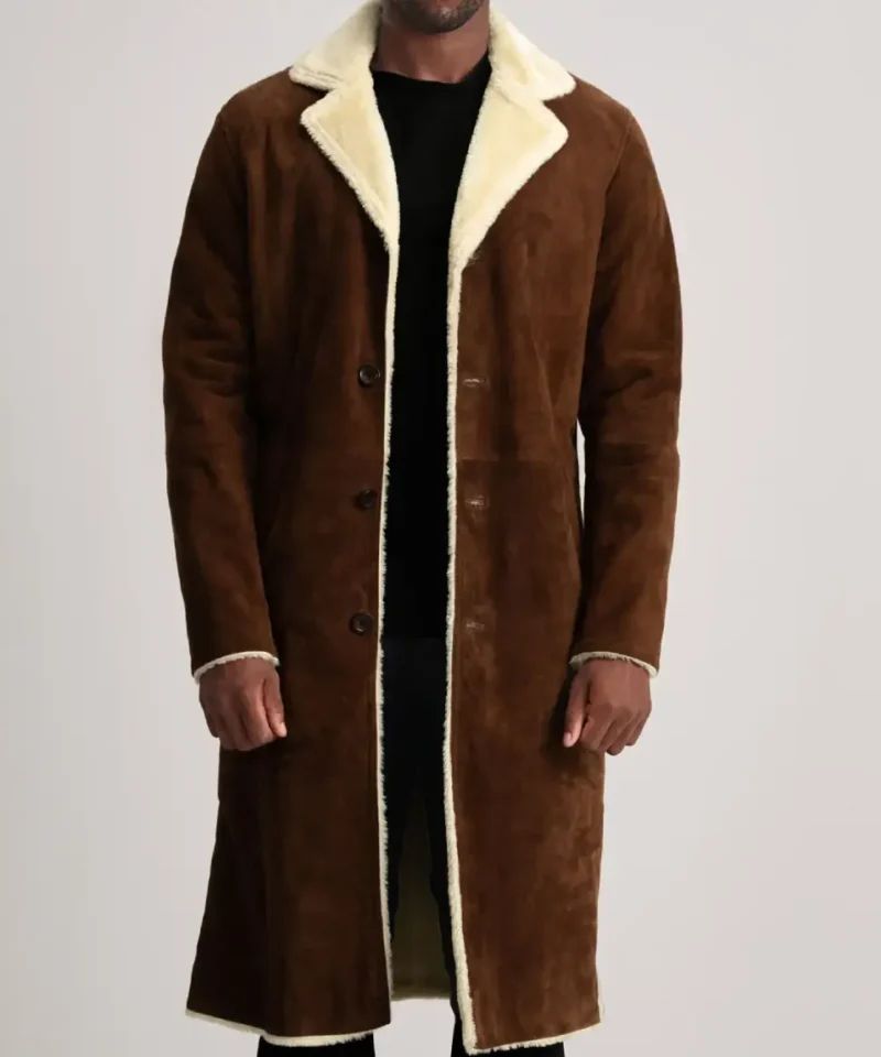 Men's Kolby Brown Suede Shearling Coat