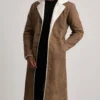Men's Kolby Distressed Brown Leather Shearling Coat