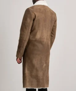 Men's Kolby Distressed Brown Leather Shearling Coat