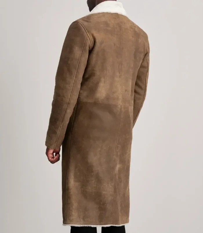 Men's Kolby Distressed Brown Leather Shearling Coat