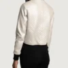 Women's Lana Silver Leather Bomber Jacket