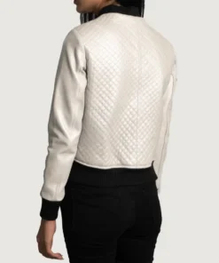 Women's Lana Silver Leather Bomber Jacket