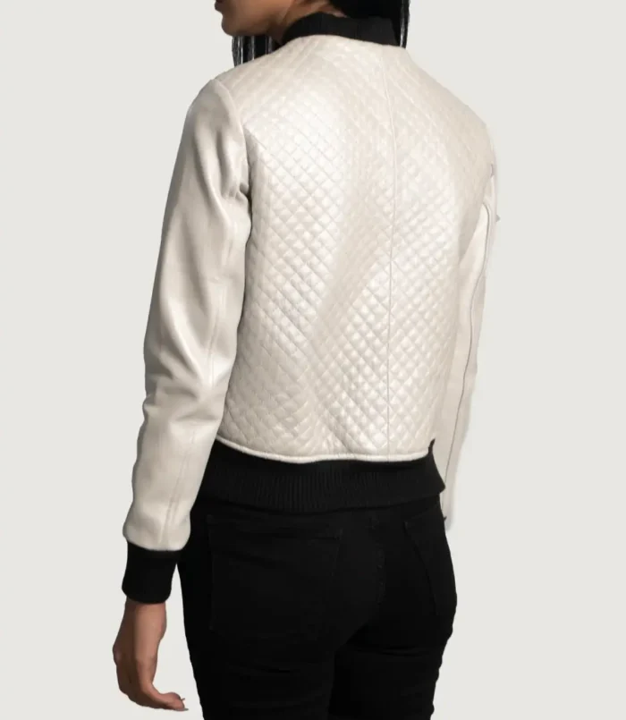 Women's Lana Silver Leather Bomber Jacket