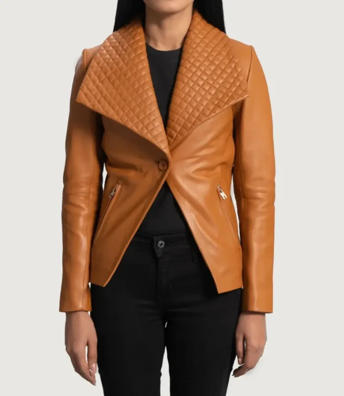 Women's Lee Tan Brown Leather Blazer