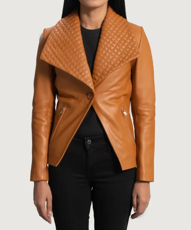 Women's Lee Tan Brown Leather Blazer