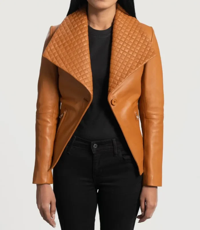 Women's Tan Brown Lee Leather Blazer