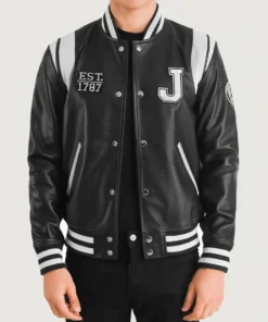 Men's Liberte New Jersey Black Leather Varsity Jacket