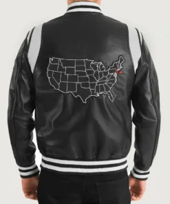 Men's Black Liberte New Jersey Leather Varsity Jacket