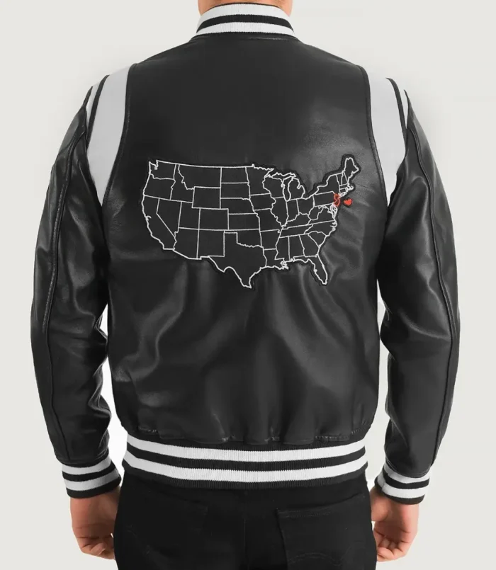 Men's Black Liberte New Jersey Leather Varsity Jacket