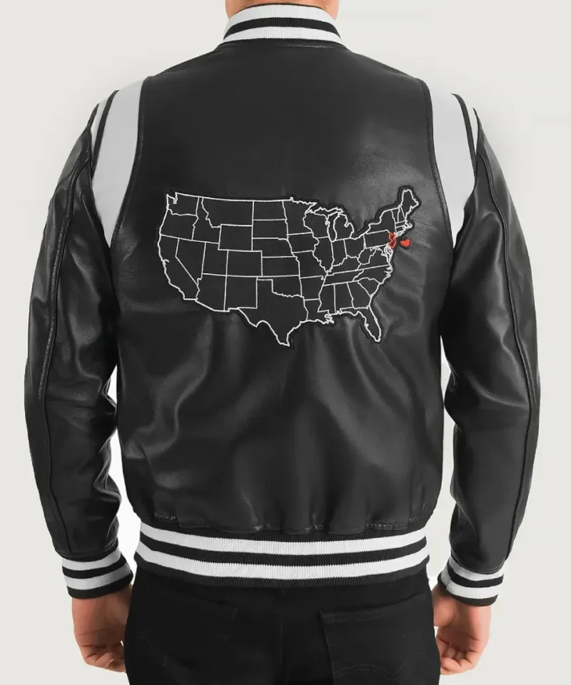 Men's Black Liberte New Jersey Leather Varsity Jacket